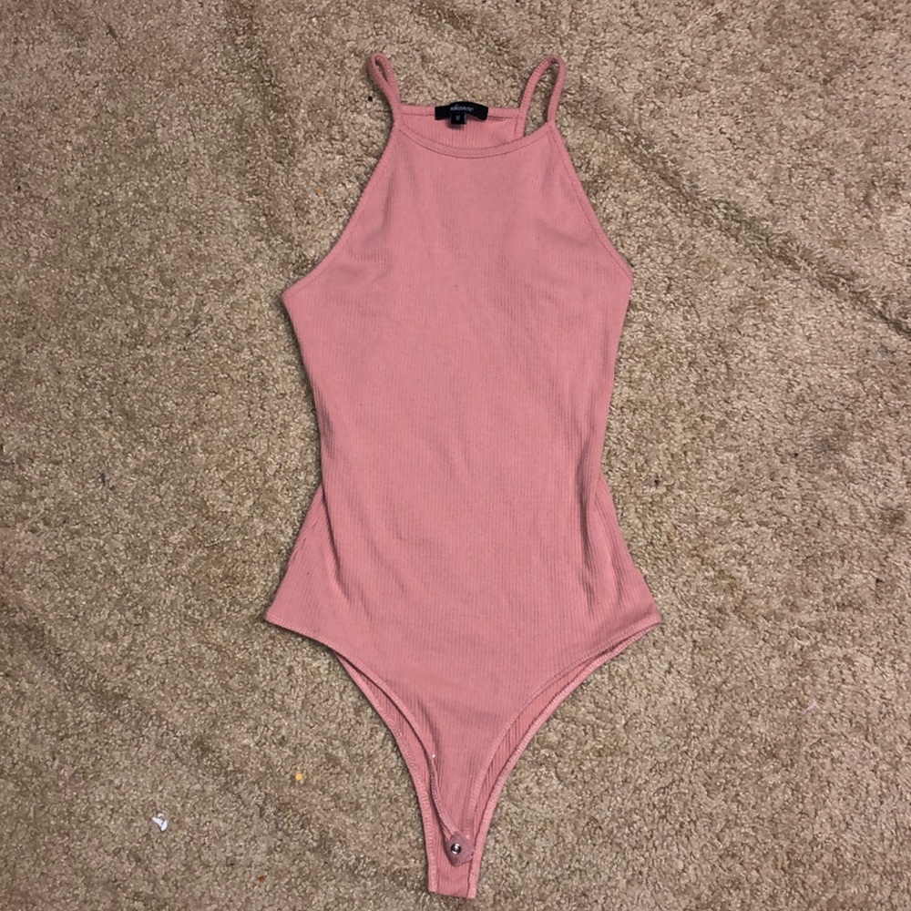 Pink high-neck tank top body suit